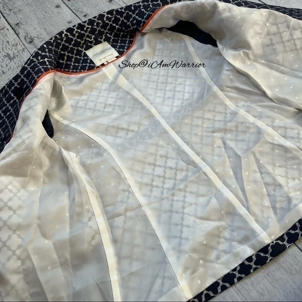 Kate Spade cotton/silk navy metallic design trench jacket *shop@iamwarrior